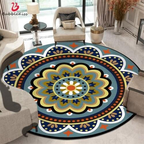 Bubble Kiss Round Carpet Ethnic Retro Home Printed Rugs Nordic Style Living Room Bedroom Decor Rug Non-Slip Coffee Table Mats