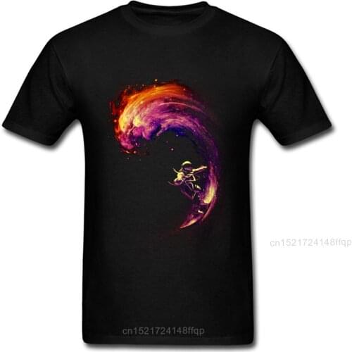 Tops & Tees Space Surfer T Shirt Men T-shirt Youth Tshirts Summer/Autumn Fashionable Design 100% Cotton Clothes Black