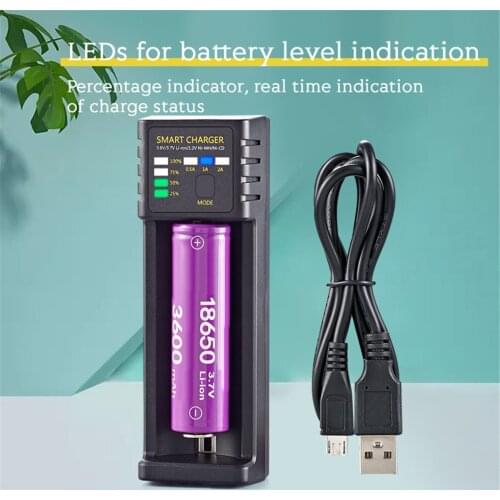 Battery Charger USB Smart Single Slot Cell Charging Adapter 18650 Lithium Rechargeable Battery Charger