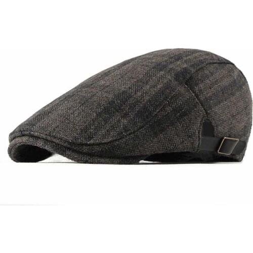 Fibonacci High Quality Adult Retro Berets Men Wool Plaid Cabbie Flatcap Hats for Womens Ivy Newsboy Caps