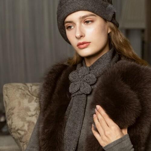 X034 Adult Cashmere Knitting Hats Lady British Handmade Knitting Hat Female Students Thick Warm Caps Wool Knitted Hat