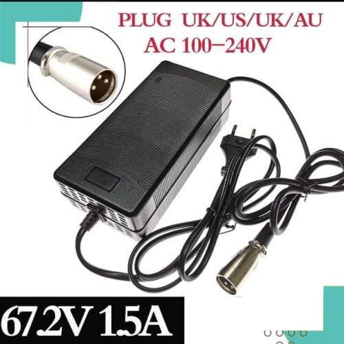 67.2V 1.5A charger 60V 1.5A power adapter for 60V 16S Lithium Li-ion e bike bicycle electric bike battery free shipping