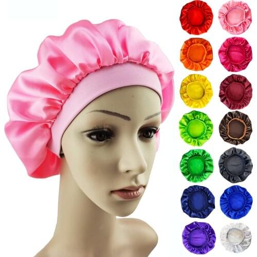 Women Fashion Silk Night Cap Head Hat Satin Bonnet Cap Many Stock Fast Shipping