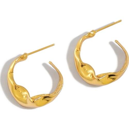 SHANICE Korean S925 sterling silver earrings ins niche simple irregular Concave Convex earrings female personality wild earrings