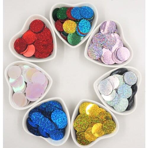 10g/90Pcs/Bag 25mm Laser Color Sequins Flat Sheet Large Round PVC Paillettes DIY Wedding Sewing Craft Lentejuelas Accessories