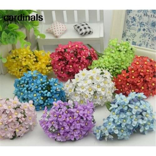 144pcs/lot Mini Cherry Plum Mini Blossom Artificial Silk Baby Breath Bouquet Stamen Scrapbooking Wedding Decorations DIY