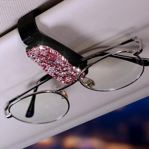 2pcs Diamond Glasses Holders Sunglasses Clips Bracket Portable Eyeglasses Mount For Car Auto Interior Styling Accessories