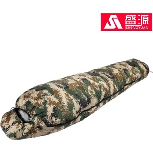 -25 Winter White Duck Down Camouflage Sleeping Bag Outdoors Camping Hiking Trekking Mommy Keep Warm Portable Hunting Lazy Bag