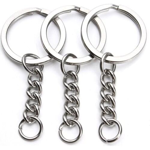 5pcs/lot Dia 28mm Rhodium Color Stainless Steel Key Chain Key Rings for Women DIY Round Split Rings Keychain Wholesale