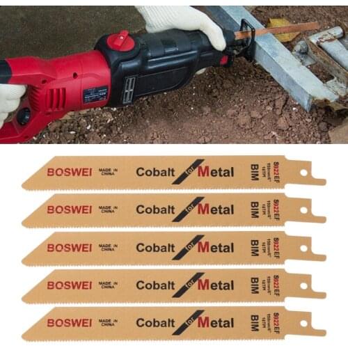 5 Pcs S922EF 152mm 6\" BIM Reciprocating Sabre Saw Blades Set Flexible For Metal L4MF