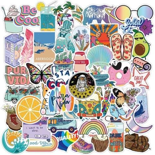 50PCS Cartoon Cute Girl Stickers Things Vinyl Waterproof Skateboard Motorcycle Fridge Decals For Hydro Flask Laptop Stickers