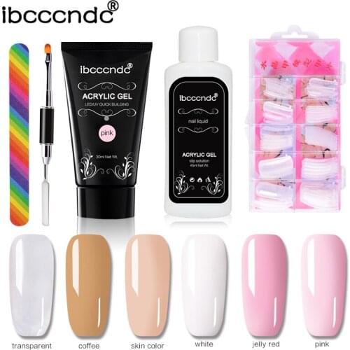 6pcs/kit Poly Nail Gel Kit UV/LED Nail Dryer Clear Pink Nail Polish Nail Quick Nails Extensions Hard Builder Gel Slip Solution