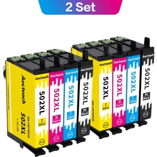 Aecteach Compatible for Epson T502 XL T502XL 502 Ink Cartridges For Epson XP-5105 XP-5100 XP5105 XP5100 WF-2860 WF-2865 Printers