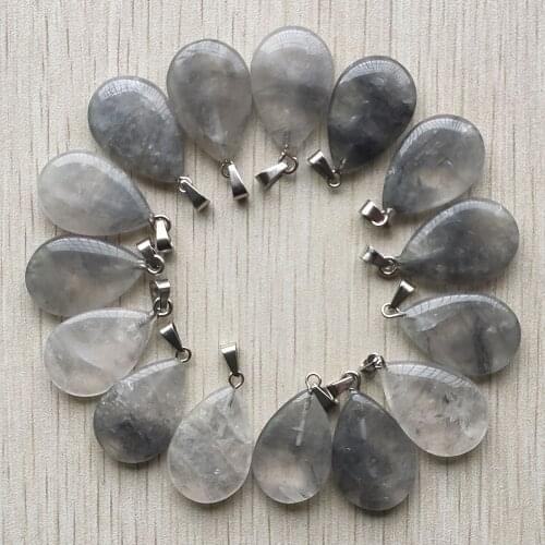 Free shipping 2020 new fashion wholesale 24pcs/lot natural Devil crystal quartz water drop shape pendant for jewelry making