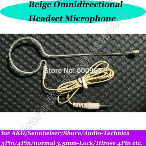 MICWL Beige Pro Single ear Hook Headworn Headset Microphone for Laptop Sennheiser AKG Shure Audio-Technica Wireless Mic Bodypack