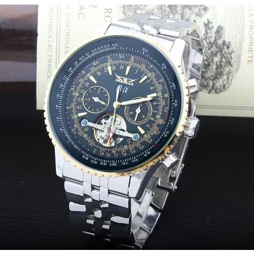 Gorben Blue/Black 2019 Business Watch Men Automatic Luminous Clock Male Automatic Mechanical Watch Skeleton