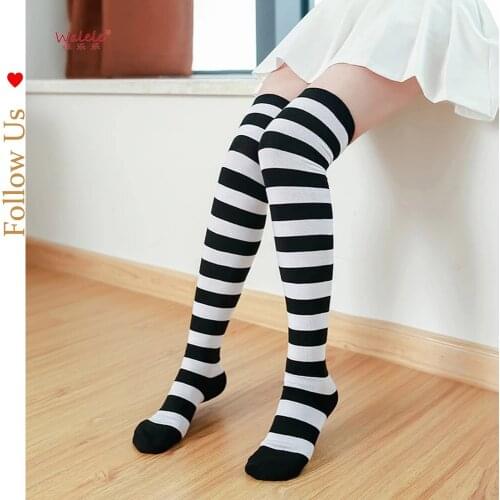 Color striped socks Japanese style over the knee ladies stockings socks thigh striped socks lengthened