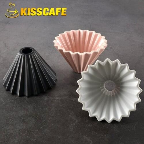 Flowers Ceramic Coffee Cup Espresso Coffee Filter Cup Origami Filter Cups V60 Funnel Drip Hand Cup Filters Coffee Accessories