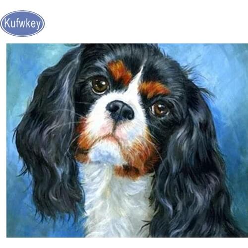 Cavalier King Charles Spaniel painting diamond Mosaic,Picture Of Rhinestone,animal ctue dog Diamond Embroidery sale,home decor