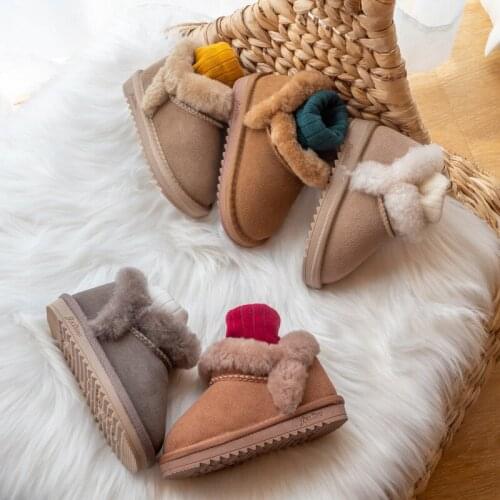 Unisex Childrens Snow Boots Quality Winter Baby Boys Thick Plush Shoes Solid Girls Warm Shoes Kids Short Boots Student