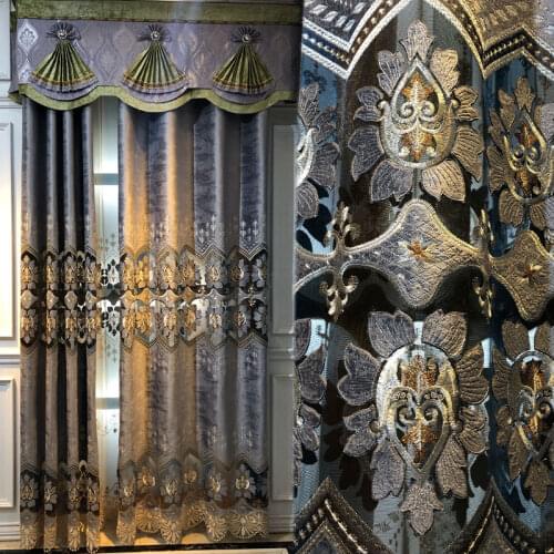 European style living room hollow light transmission embroidered flannel curtains and window screens customized bedroom products