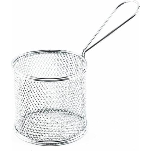 Kapmore 1pc Deep Fry Basket Small Round Frying Strainer Basket French Chip Fryer BBQ Tools Accessories Kitchen Supplies