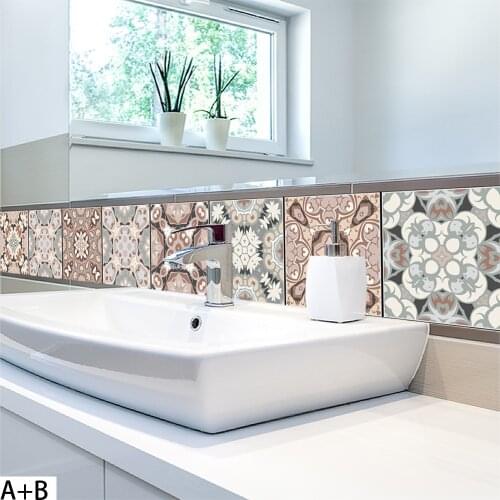 Brown Arabian 3d Tile Ceramic Wall Sticker Kitchen Bathroom Toilet Mural Waterproof Room Decals Pvc Wallpaper Waist Line Rushed