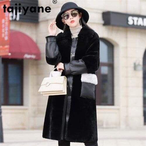Collar Fur Mink Real Fur Coat Female Wool Jacket Genuine Leather Jacket Autumn Winter Coat Women Clothes 2021 Warm Tops ZT4864