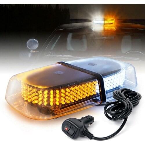 240 LED Flashing Beacon Lights Amber White Rooftop Emergency Warning Mini Bar