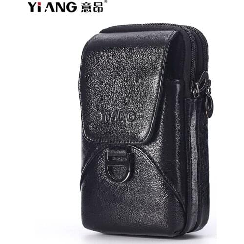 Multi-Function Men Wallet Fashion Real Leather Zipper Purse Waist Belt Bag Casual Flap Card Clutch Holder Male 6inch Phone Pouch
