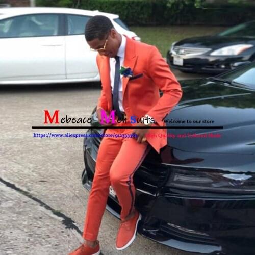 Mens Slim Suits Fashion African Wedding Groom Tuxedo Classic Custom Made 2 Piece Sets Male Business Blazers (Jacket+Pants)