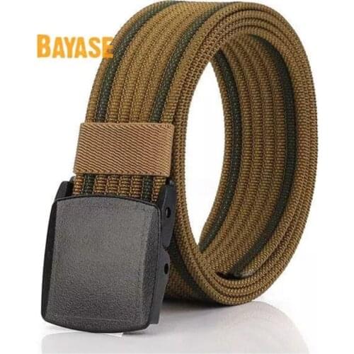2018 New Nylon Casual Belt Lightweight Speed Dry Through Security Non Metal Plastic Buckle Men Belt