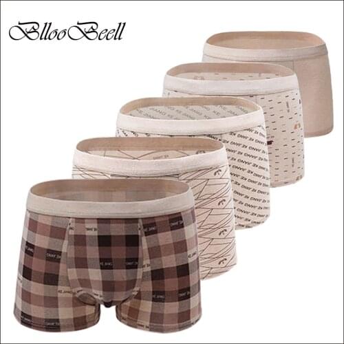 BllooBeell Solid Cotton Shorts Men Underwear Boxers Mens Boxer Plaid Design Sexy Mens Boxer Shorts L/XL/XXLXXXL Free Shipping