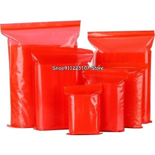 12Wires 100pcs/Lot Thickened PE Zipperlock Bag Red Color Zipper Bags Self Sealing Plastic Food Bags Poly Bags