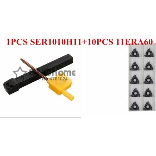 SER1010H11 SER1212H11 SER1616H11 External thread CNC Turning tool 1pcs+11ER A60 Carbide insert 10pcs 11pcs/set