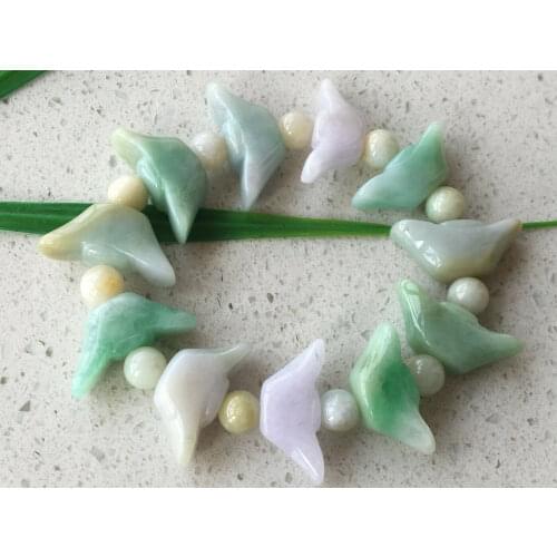 Certified natural Light green 8x10x25mm Jadeite Fortune ingot bead bracelet