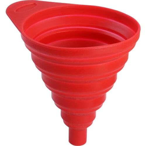 1PC Silicone Collapsible Foldable Funnel Food Grade Folding Telescopic Funnel for Transferring of Liquid Fluid (Random Color)
