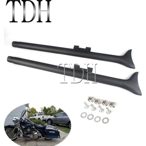 Steel 36 inch Motorcycle Cafe Racer Exhaust Muffler Pipe with Fish Tail For Harley Touring Road King Electra Glide FLT FLHT FLTR
