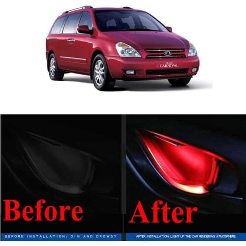4pc CF style stickers on cars interior inside door handle atmosphere lamp for Kia Magentis Opirus Optima Picanto Carnival niro