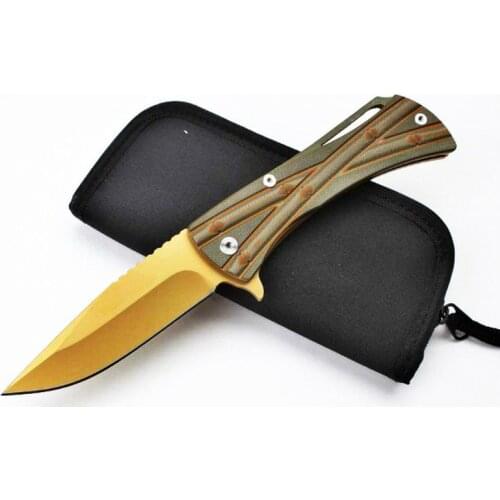 Mict Golden D2 Blade Bamboo Handle Ball Bearing CNC Tactical Pocket Folding Knife Hunting Fishing EDC Survival Tool Knives