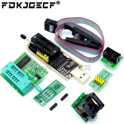 CH341A 24 25 Series EEPROM Flash BIOS USB Programmer Module + SOIC8 SOP8 Test Clip + 1.8V adapter + SOIC8 adapter DIY KIT