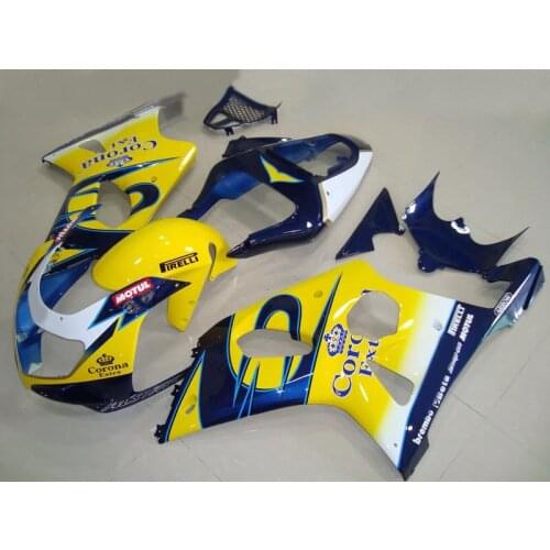 TOP Yellow blue Fairing KIT for SUZUKI GSXR1000 2000 2001 2002 GSX-R1000 GSXR1000 K2 00 01 02 Motorcycle Fairings set+gifts