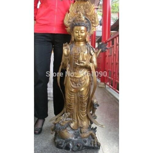 Xd 00658 Huge Tibet Buddhism bronze gild Dragon Goddess of Mercy kwan-Yin Buddha statue