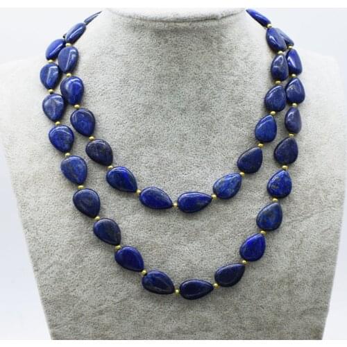 Blue drop lapis long necklace 36inch wholesale beads FPPJ nature for woman gift