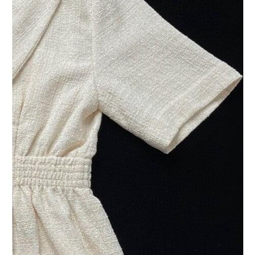 2021 Spring and Summer New Suit Collar Double-breasted Short-sleeved Dress Women Mini Dress