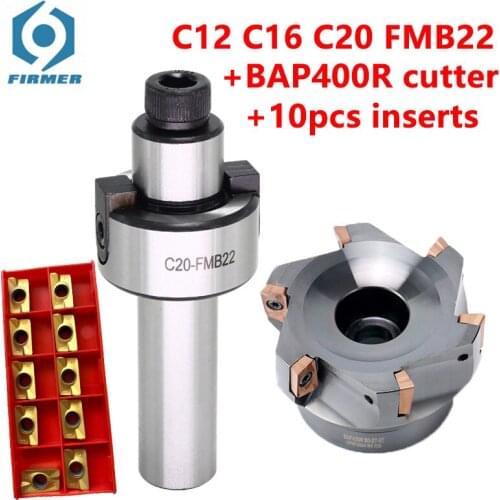 1set C12 C16 C20 FMB22 C3/4 FMB22 Face endmill holders +bap400R+10pcs APMT1604 carbide inserts for CNC machine milling