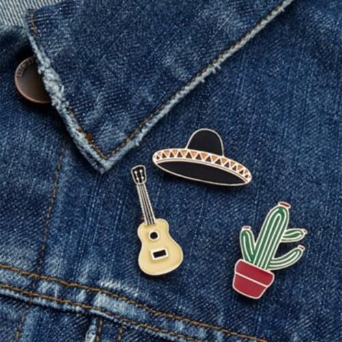 1pcs Brooch For Women Guitar Cactus Swan Watermelon Palm Tree Pineapple Sunglass Eyes Mouth Juice Jacket Pins Badge Jewelry Gift