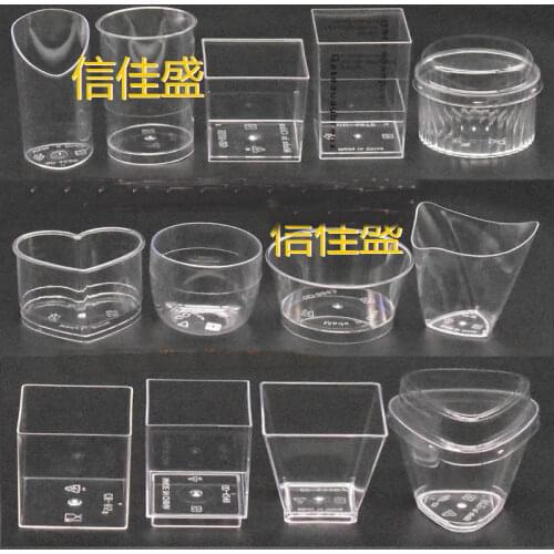 100 sets Disposable thick transparent hard plastic mousse cup ice cream cake tiramisu cups 60ml 100ml 160ml 180ml kitchen tools