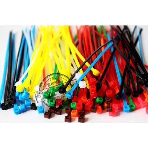 100pcs/lot 4mm x 200mm Network Nylon Plastic Cable Wire Zip Tie Cord Strap color Battery Free shipping