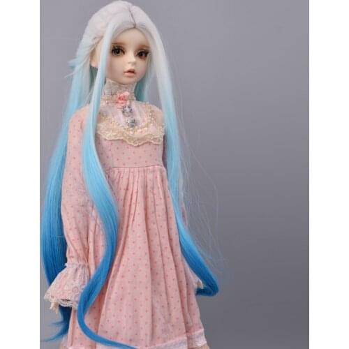 MUZIWIG 1/3 1/4 BJD/SD Dolls Wig Doll Accesories Heat Resistant Wire Long Curly Hair Gradient White Blue Green Wig For DIY Dolls